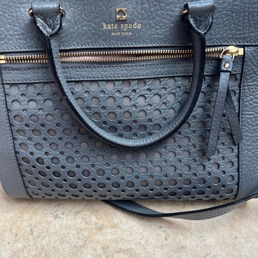 Kate Spade Laser Cut Gray Satchel Purse